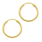 Aros argolla lisa 12 mm baño de oro 18k derecha Aros argolla lisa 12 mm baño de oro 18k derecha