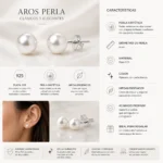 Aros perla 6 mm plata 925 caracteristicas Aros perla 6 mm plata 925