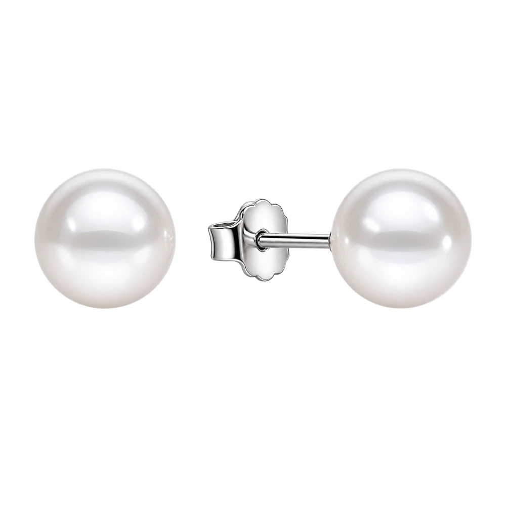 Aros perla 6 mm plata 925 derecha Aros perla 6 mm plata 925