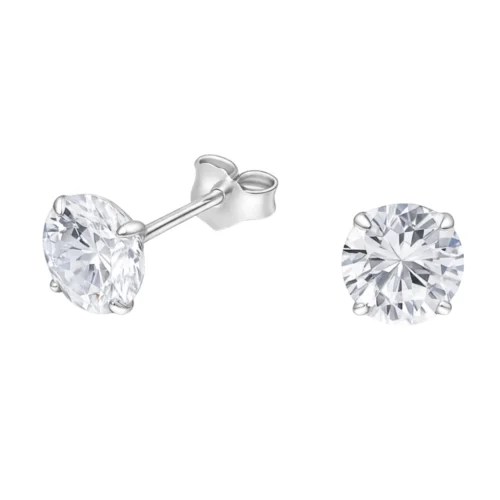 Aros Punto de Luz Plata 925 Circón 6 mm — Silverglam Aros Punto de Luz Plata 925 Circón 6 mm — Silverglam