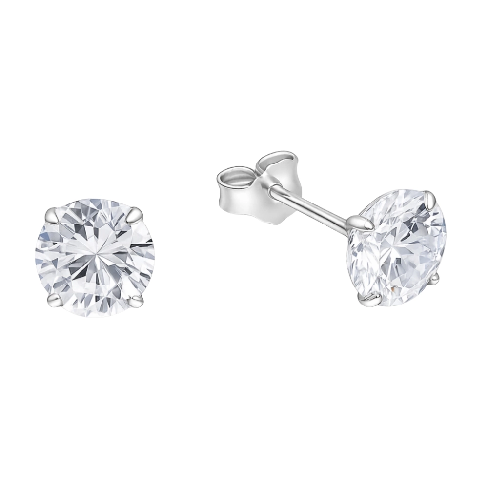 Aros plata 925 circón 6 mm derecha Aros punto de luz plata 925 circón 6 mm