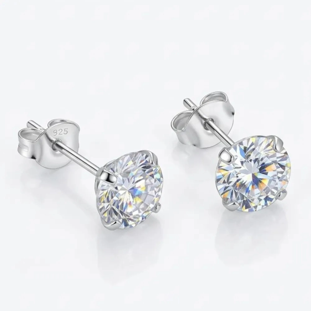 Aros plata 925 circón 6 mm frontal Aros punto de luz plata 925 circón 6 mm