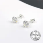 Aros plata 925 circón 6 mm real Aros punto de luz plata 925 circón 6 mm