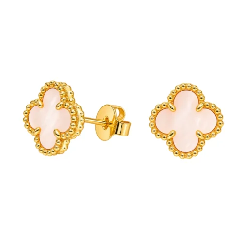 Aros Trébol Nácar Baño de Oro 18K — Silverglam Aros Trébol Nácar Baño de Oro 18K — Silverglam