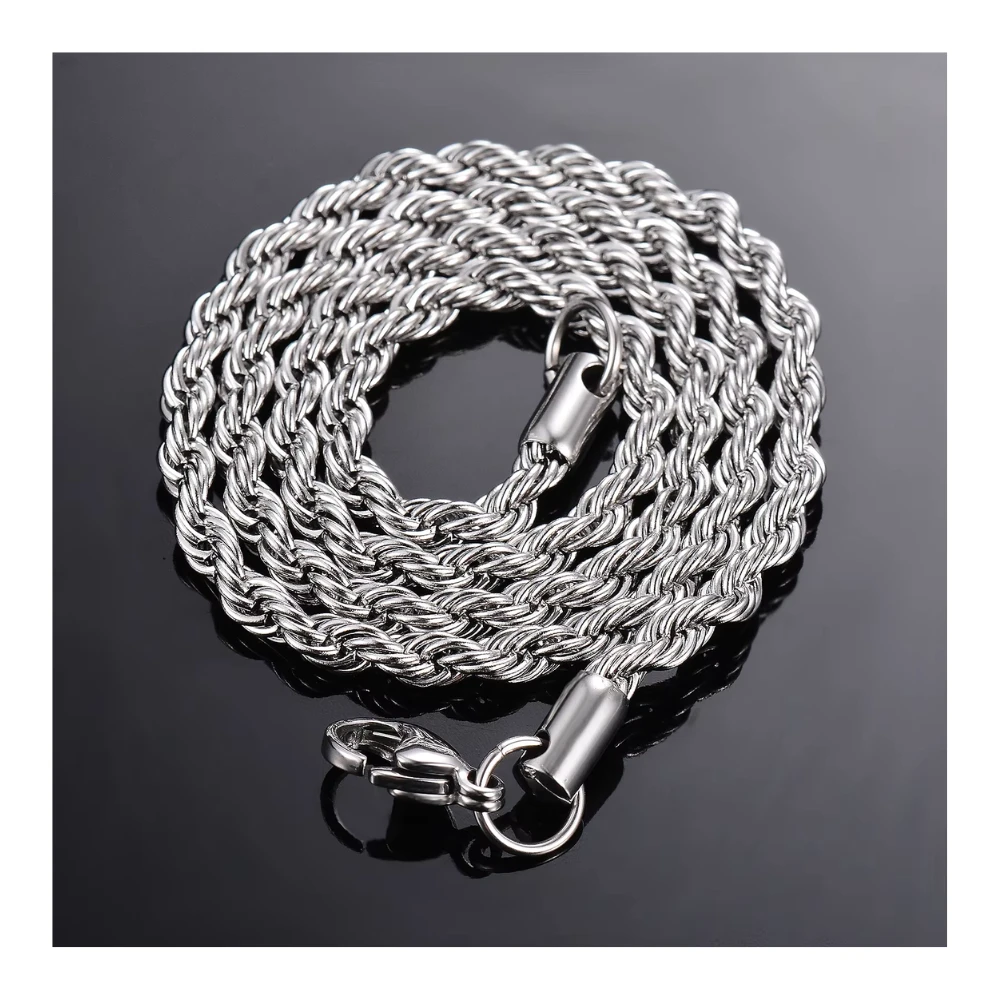 Cadena plateada acero tourbillon 2 mm completa Cadena plateada acero tourbillon 2 mm completa
