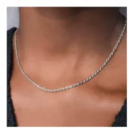 Cadena plateada acero tourbillon 2 mm cuello Cadena plateada acero tourbillon 2 mm cuello
