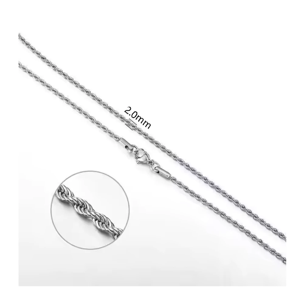 Cadena plateada acero tourbillon 2 mm grosor Cadena plateada acero tourbillon 2 mm grosor