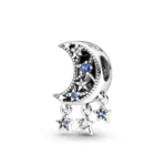 Charm plateado luna y estrellas colgantes con circones derecha Charm plateado luna y estrellas colgantes con circones derecha