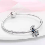 Charm plateado luna y estrellas colgantes con circones pulsera Charm plateado luna y estrellas colgantes con circones pulsera