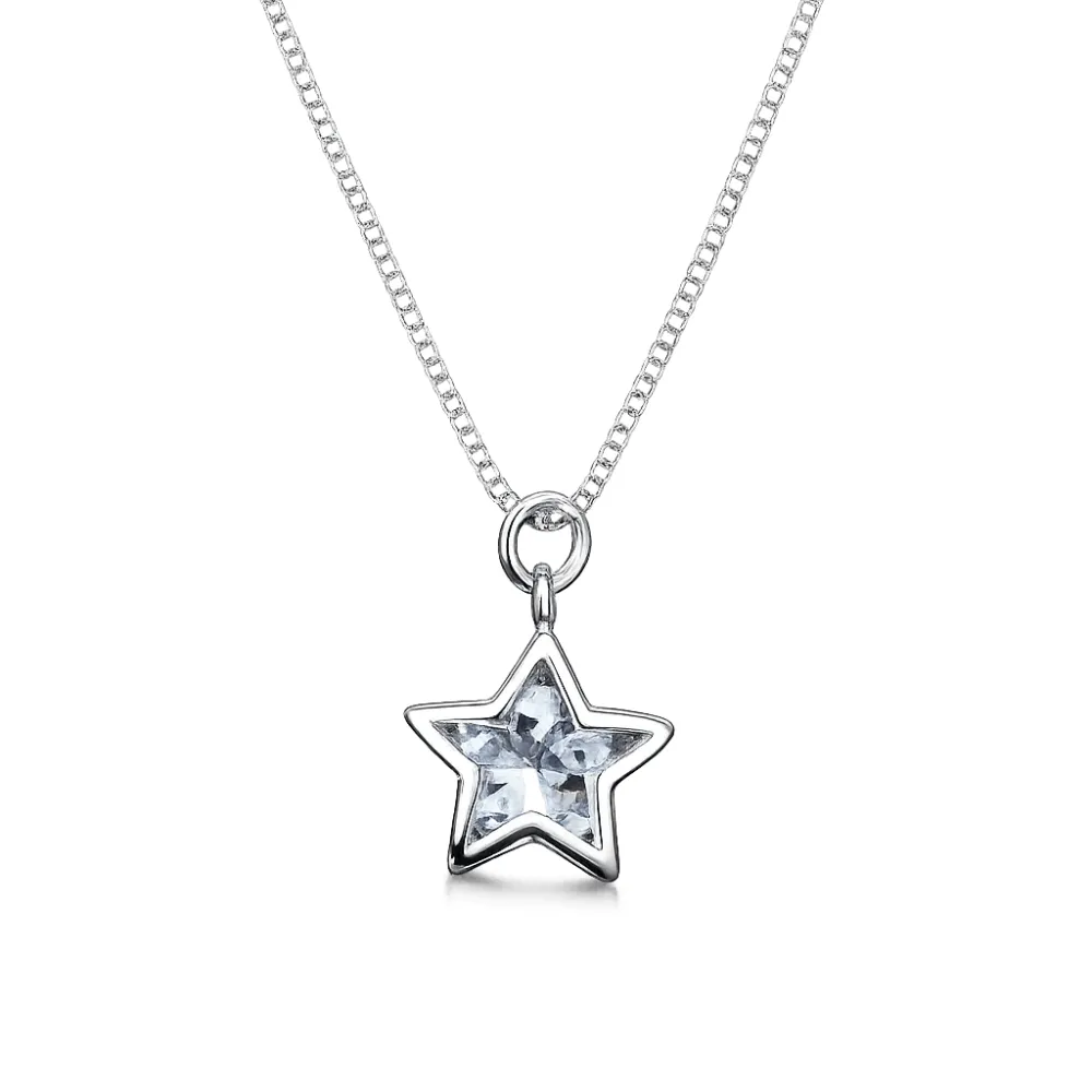 Collar con colgante estrella plata frontal Collar con colgante estrella plata frontal