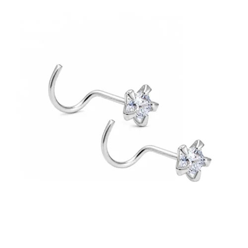 Par Piercing Estrella Circón 4 mm Plata 925 — Silverglam Par Piercing Estrella Circón 4 mm Plata 925 — Silverglam