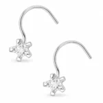 Par piercing estrella circón 4 mm plata 925 frontal Par piercing estrella circón 4 mm plata 925 frontal