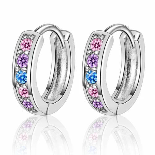 Aros Argolla Huggie Circonitas Multicolor — Silverglam