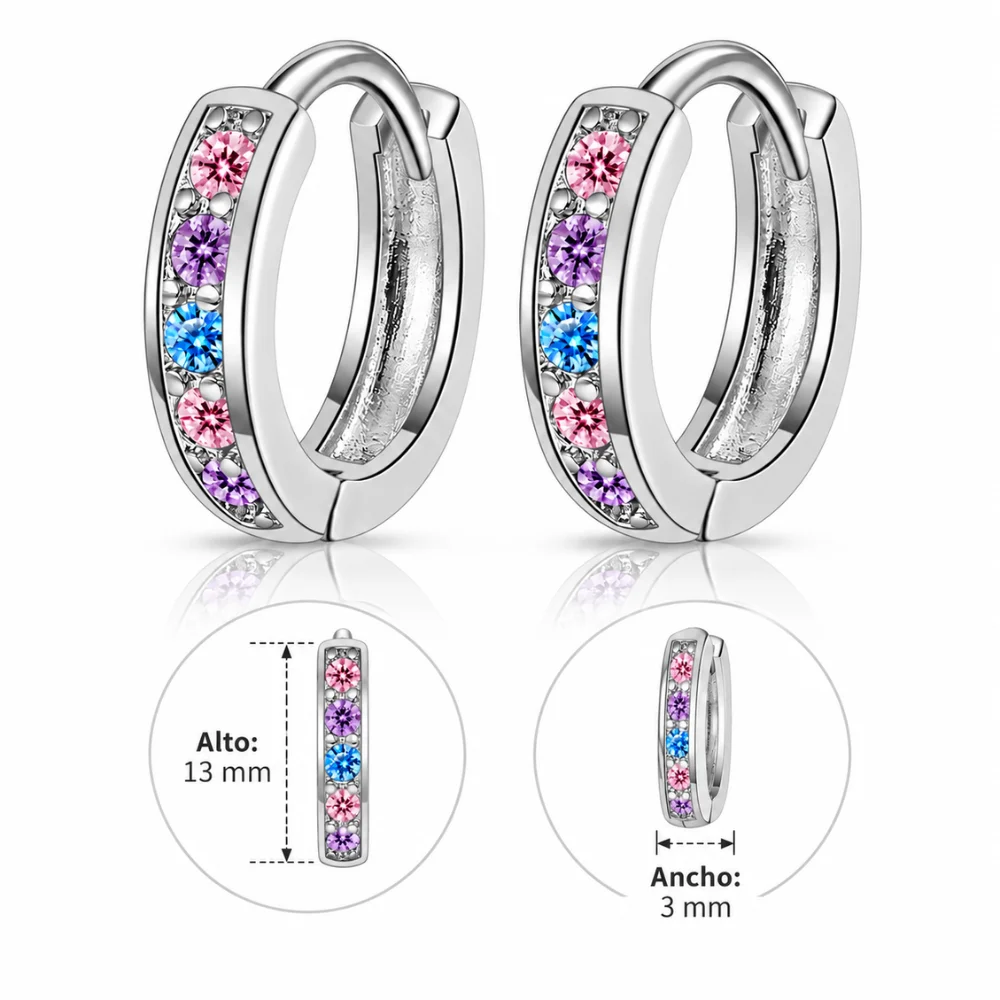 Aros argolla huggie circonitas multicolor caracteristicas Aros argolla huggie circonitas multicolor caracteristicas