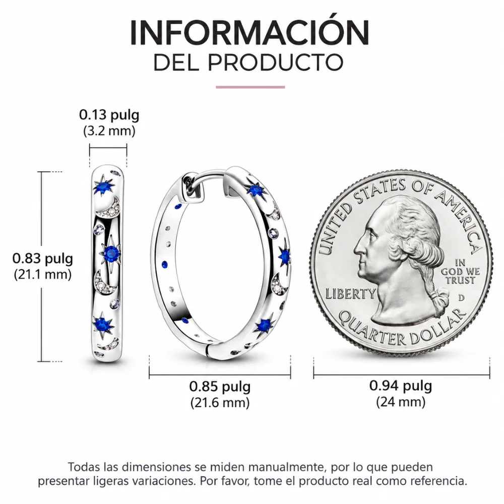 Aros argolla huggie estrellas y lunas azules caracteristicas Aros argolla huggie estrellas y lunas azules caracteristicas