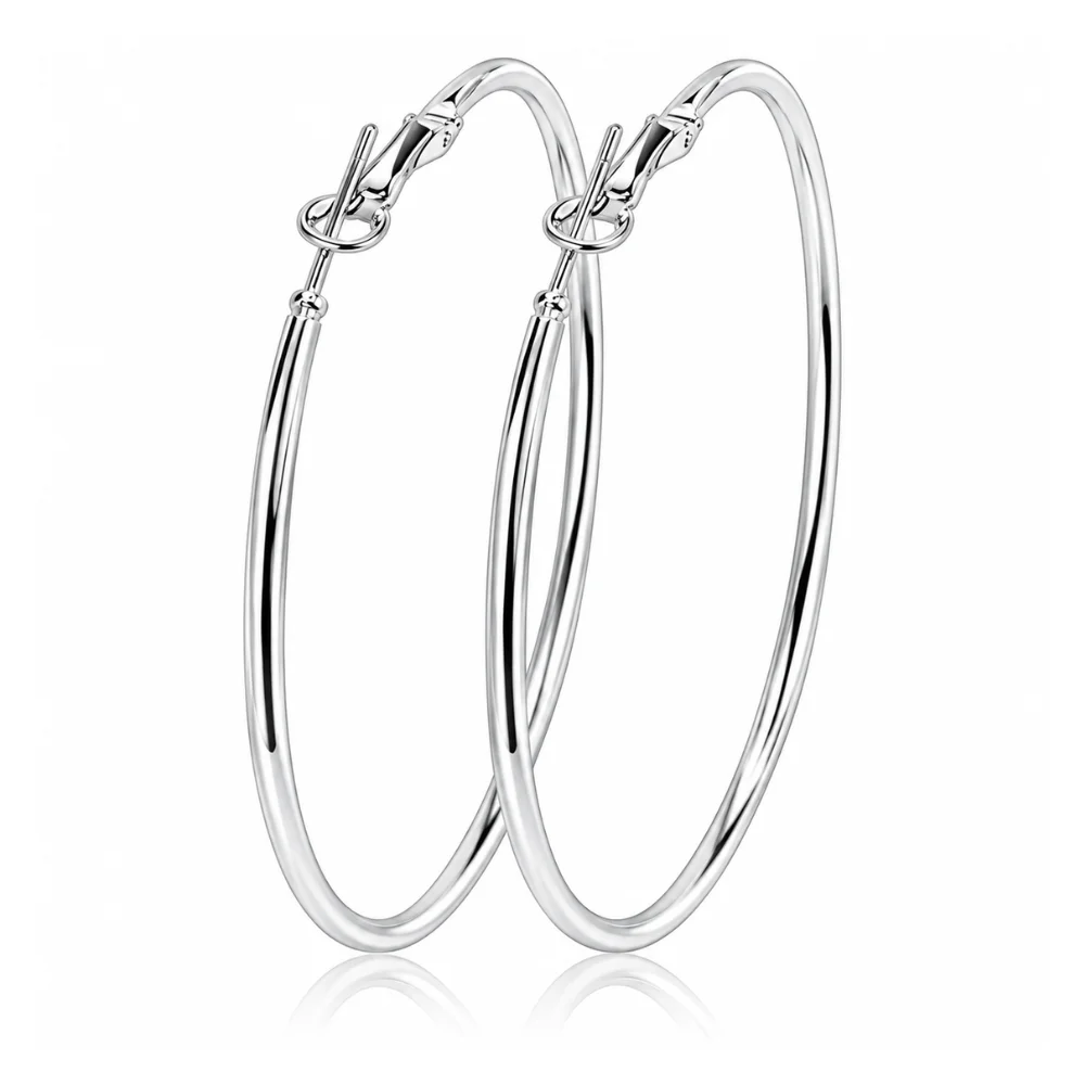 Aros argolla lisa grande plateada derecha Aros argolla lisa grande plateada derecha