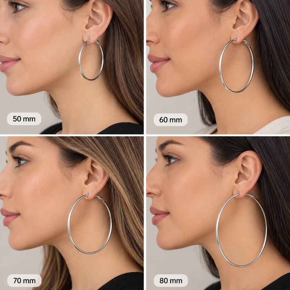 Aros argolla lisa grande plateada modelos Aros argolla lisa grande plateada modelos