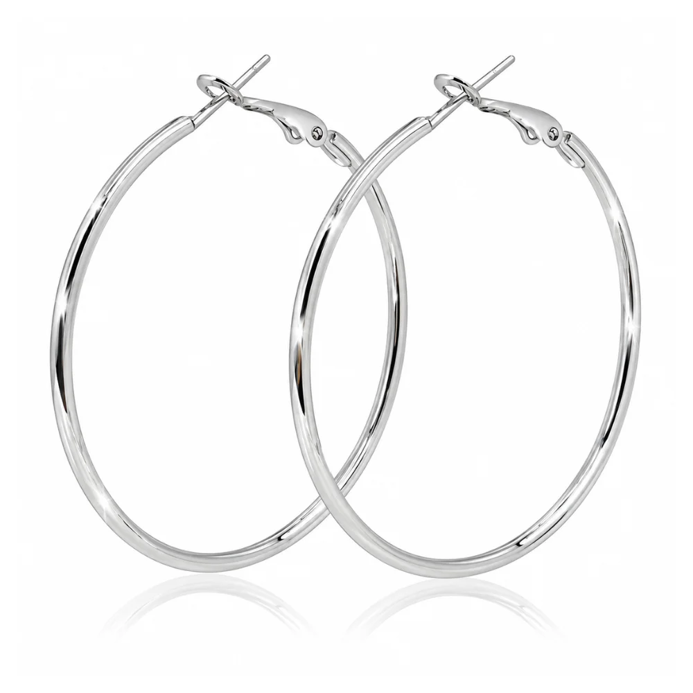Aros argolla lisa grande plateada — silverglam Aros argolla lisa grande plateada — silverglam