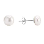 Aros de perla achatada 12 mm plata 925 — silverglam Aros de perla achatada 12 mm plata 925 — silverglam
