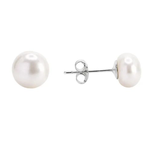 Aros de Perla Achatada 12 mm Plata 925 — Silverglam