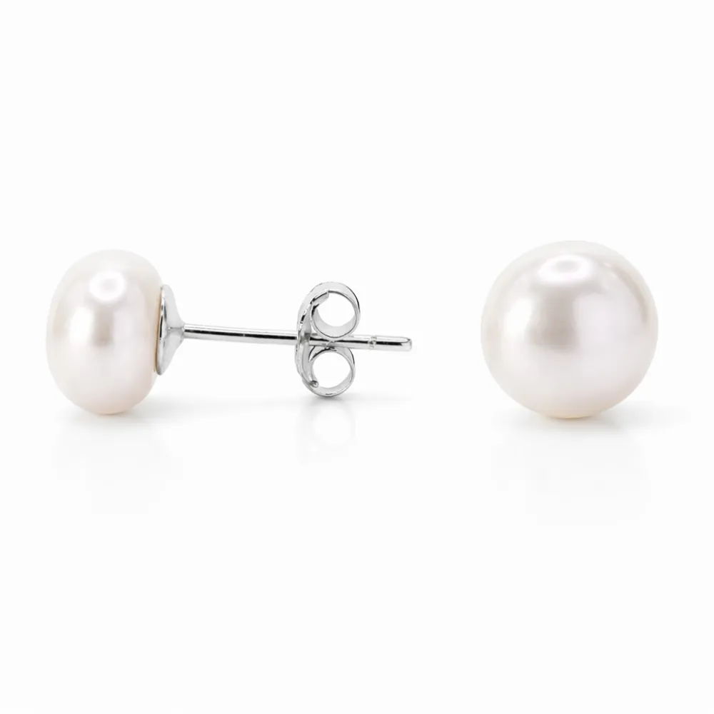 Aros de plata 925 perla achatada 12 mm derecha Aros de plata 925 perla achatada 12 mm derecha