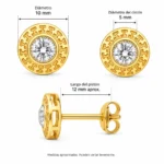 Aros diseño greca circón 10 mm baño de oro 18k caracteristicas Aros diseño greca circón 10 mm baño de oro 18k caracteristicas