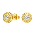 Aros diseño greca circón 10 mm baño de oro 18k derecha Aros diseño greca circón 10 mm baño de oro 18k derecha