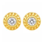 Aros diseño greca circón 10 mm baño de oro 18k frontal Aros diseño greca circón 10 mm baño de oro 18k frontal
