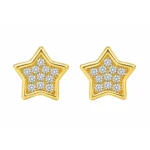 Aros estrella con circones 7 mm baño de oro 18k frontal Aros estrella con circones 7 mm baño de oro 18k frontal