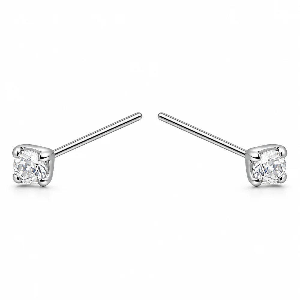 Par piercing con circón 1,5 mm plata 925 Par piercing con circón 1,5 mm plata 925