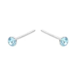 Par piercing con cristal celeste 2 mm plata 925 Par piercing con cristal celeste 2 mm plata 925