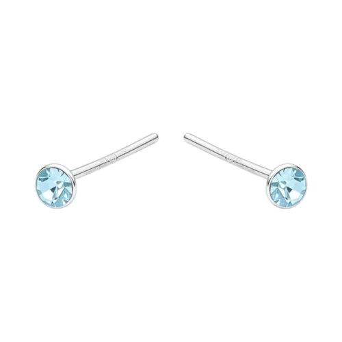 Par piercing con cristal celeste 2 mm plata 925 Par piercing con cristal celeste 2 mm plata 925