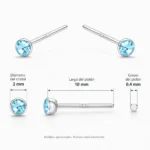 Par piercing plata 925 cristal celeste 2 mm caracteristicas Par piercing plata 925 cristal celeste 2 mm caracteristicas