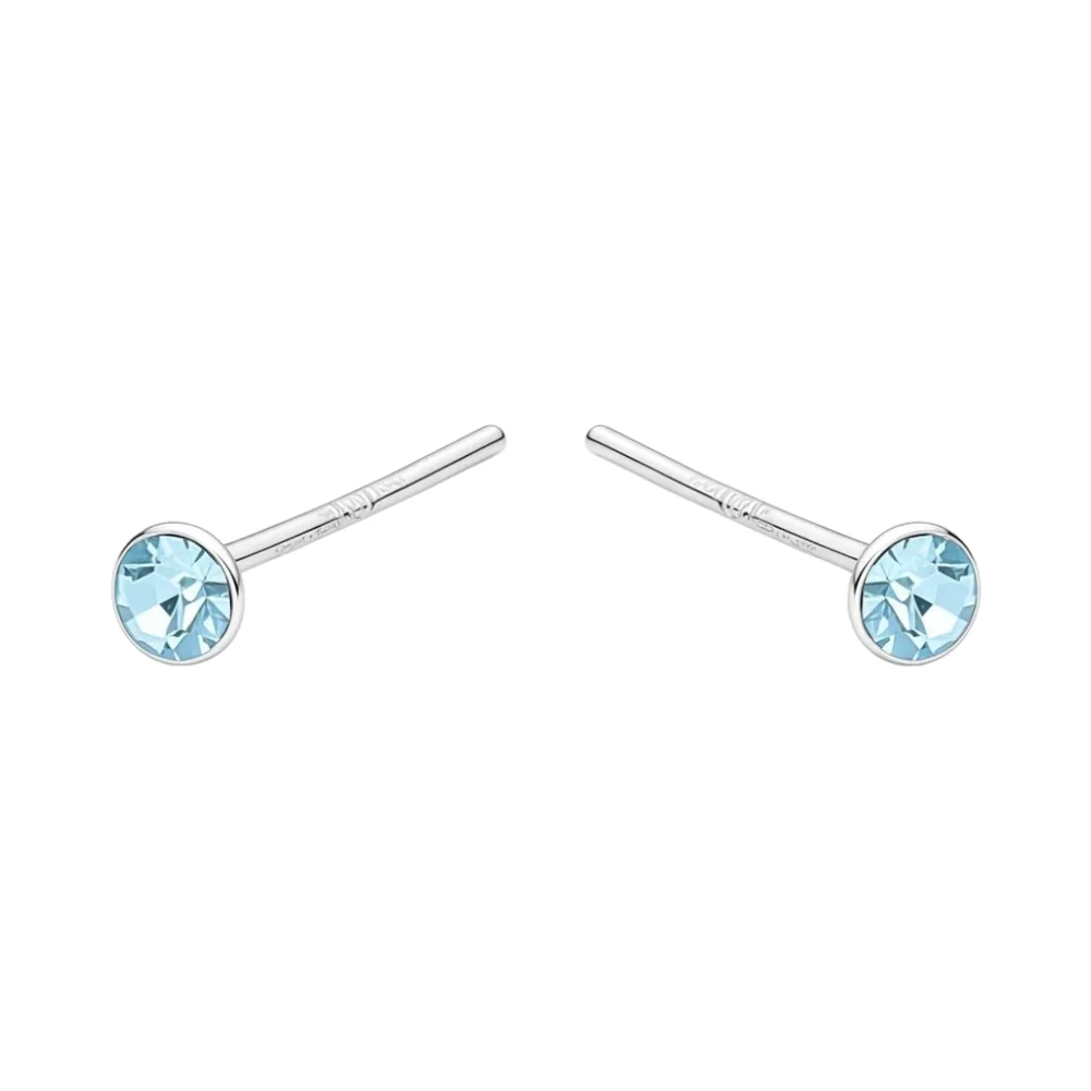 Par piercing con cristal celeste 2 mm plata 925 Par piercing con cristal celeste 2 mm plata 925